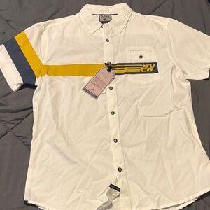 Men's White and Yellow Casual Shirt
